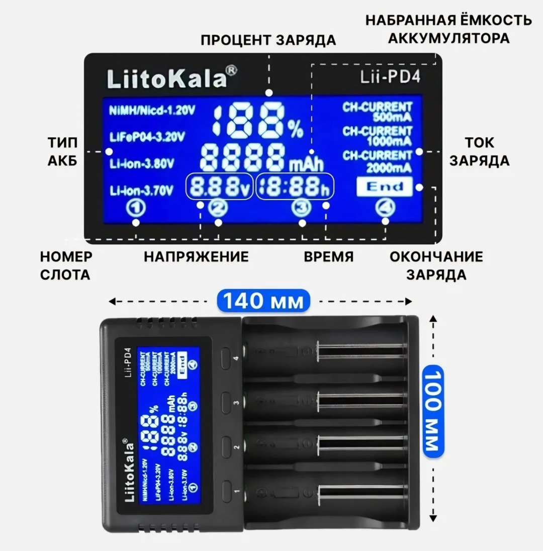 Зарядное устройство LiitoKala Lii-PD4 купить,12349