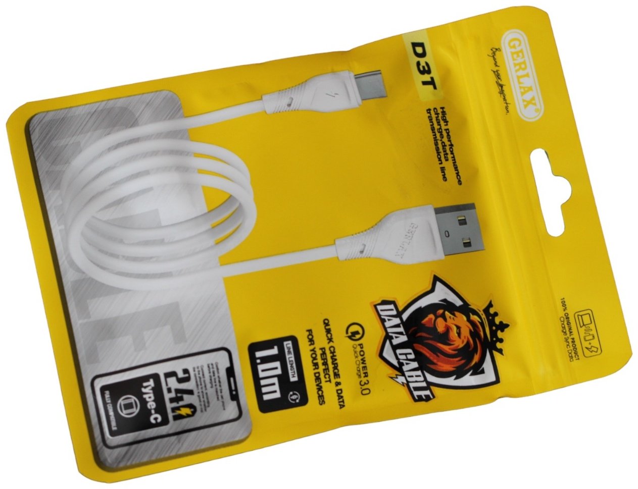 Кабель GERLAX USB 2.0 (M), USB TypeC (M), 1 м, D3T белый купить,370
