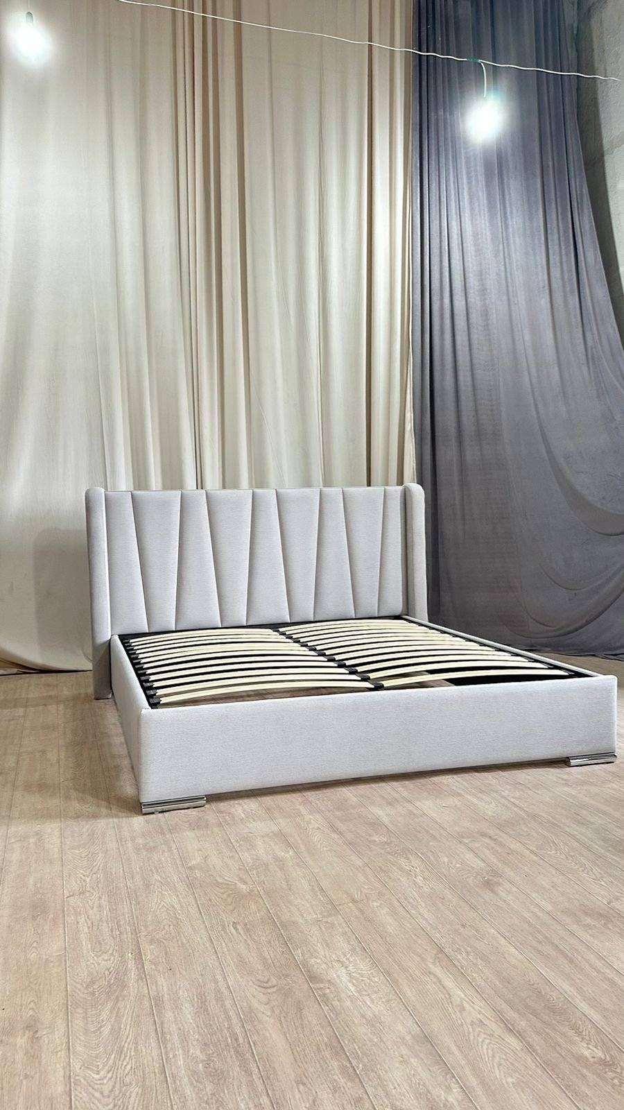 Кровать Muniso Трапеция , 160x200 см, без подъёмного механизма, светло серый - ForteMarket Кровать Muniso Трапеция , 160x200 см, без подъёмного механизма, светло серый купить,NaN