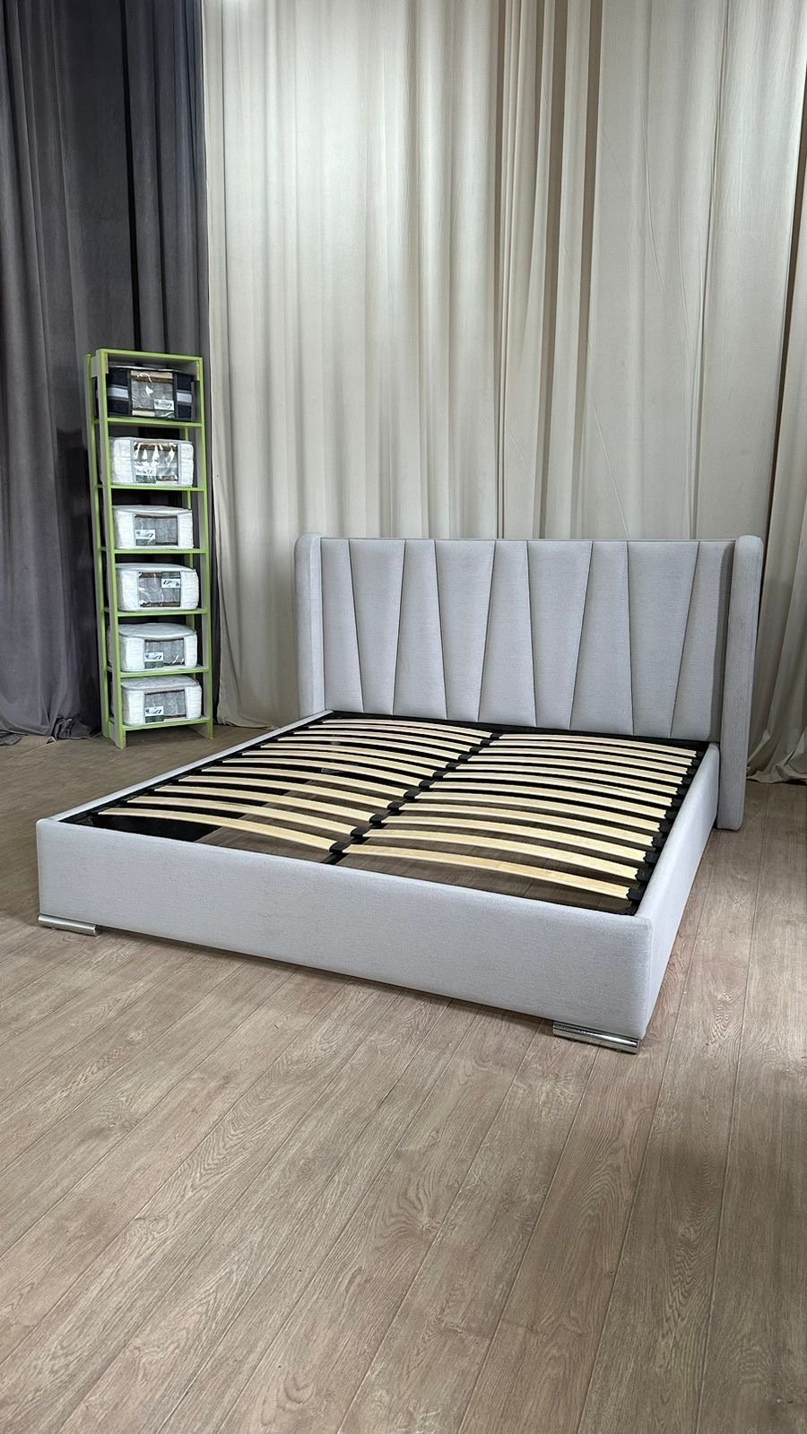Кровать Muniso Трапеция , 160x200 см, без подъёмного механизма, светло серый - ForteMarket Кровать Muniso Трапеция , 160x200 см, без подъёмного механизма, светло серый купить,NaN