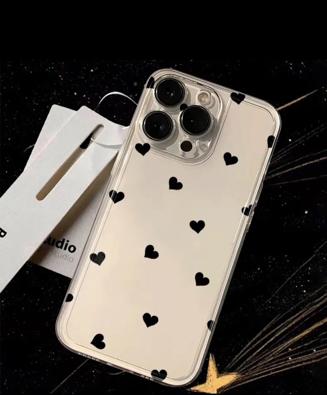 Чехол для iPhone 15 PRO MAX прозрачный сердечки купить,260