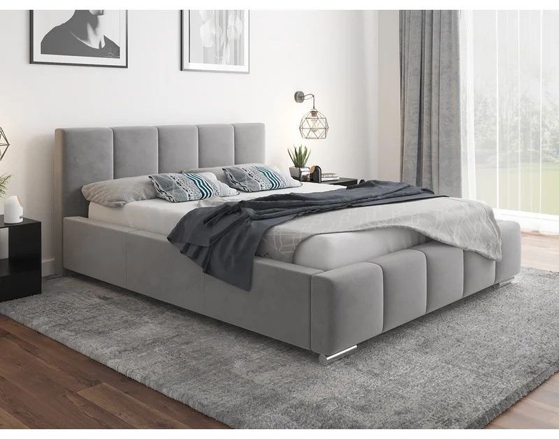 Кровать Element St grey полутораспальная, 140x200 см (с матрасом, подъёмный механизм) серый купить,NaN