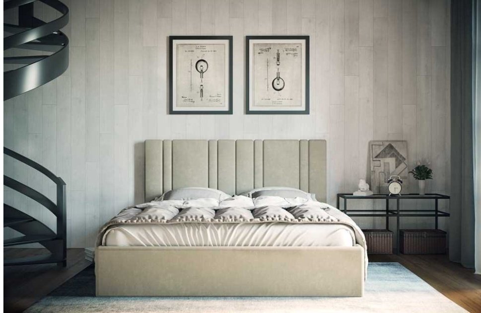 Кровать ЭкоСон Мия Rayan 4 двуспальная, 160x200 см (без матраса, подъёмный механизм) бежевый купить,NaN