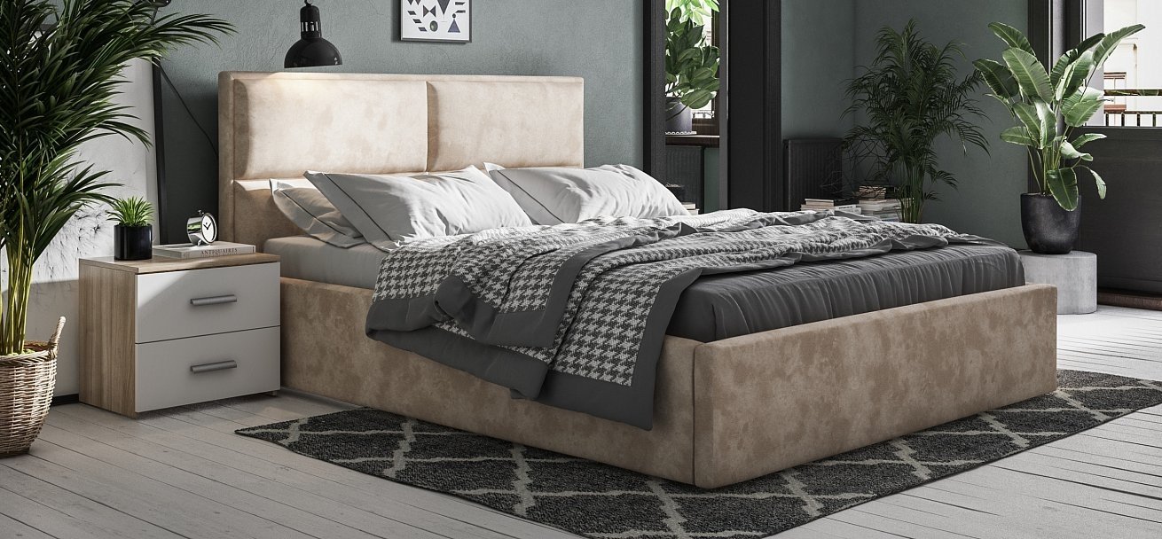 Кровать Divan Boss Mila двуспальная, 160x200 см (без матраса, подъёмный механизм) бежевый - ForteMarket Кровать Divan Boss Mila двуспальная, 160x200 см (без матраса, подъёмный механизм) бежевый купить,NaN