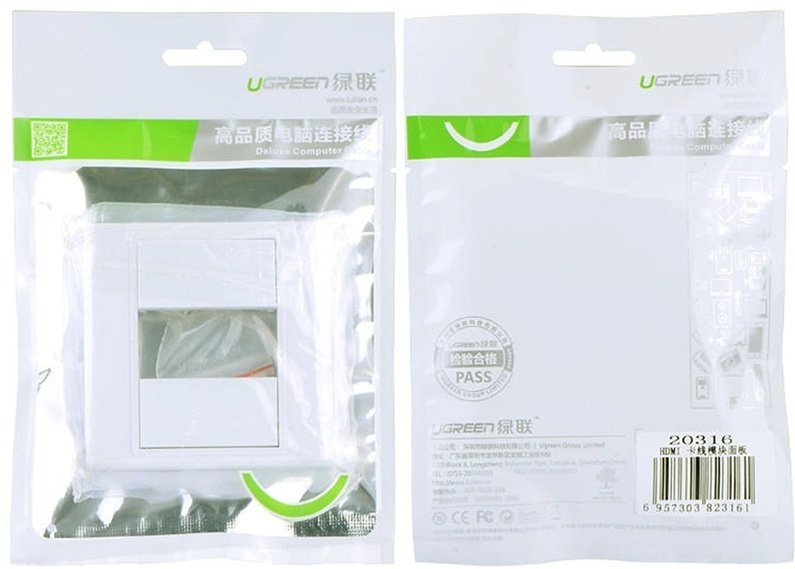 Рамка для выключателей и розеток Ugreen для настенной панели HDMI, белый