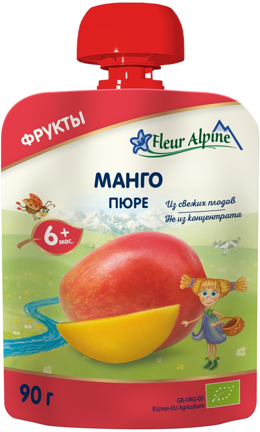 Детское пюре Fleur Alpine манго 90 г, с 6 месяцев купить,NaN