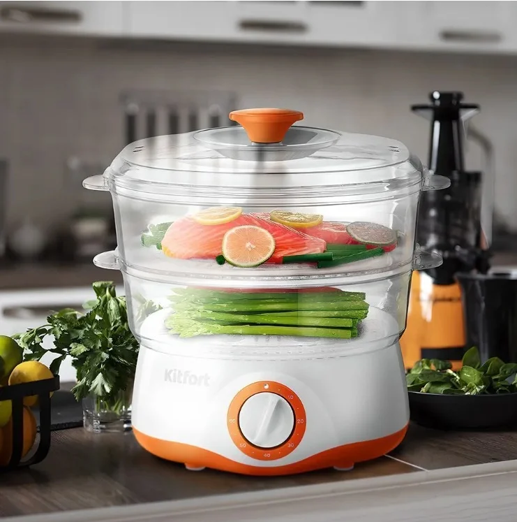 Пароварка Kitfort KT-6452 White Orange купить,0