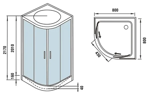Кабина душевая Kabinka.kz WW500 Werra 802 217х80см серый