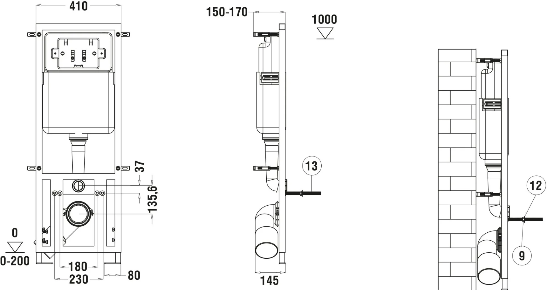 Инсталляция комплект MM41081 Marberg 410 + Merzbach 043 GL-BL + MAR 410 SE-CR бело-черный