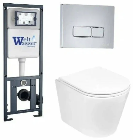 Инсталляция комплект WeltWasser MS41040 Marberg 410 + Salzbach 043 GL-WT + MAR 410 SE CR бело-серый