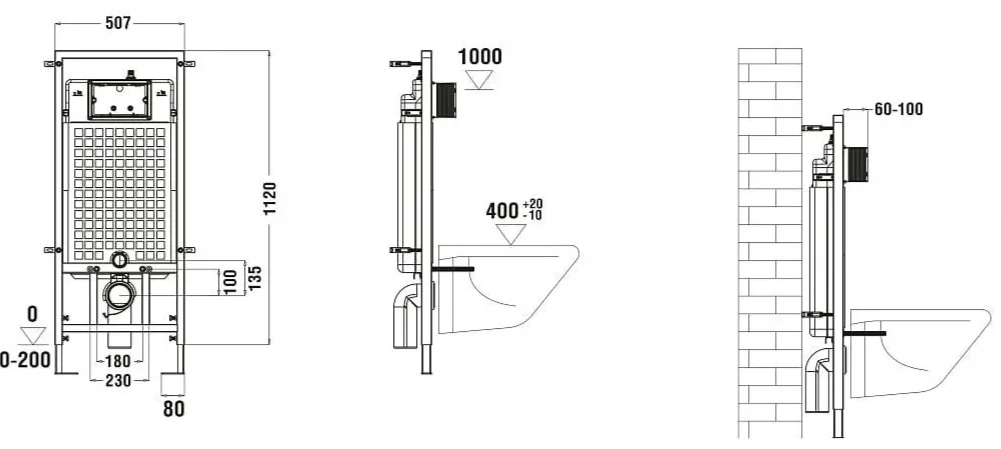Инсталляция комплект WeltWasser MM50782 Marberg 507 + Merzbach 043 GL-BL + MAR 507 RD GL-WT бело-черный
