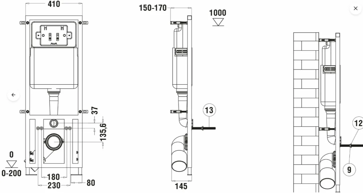Инсталляция комплект WeltWasser MM41085 Marberg 410 + Merzbach 043 GL-BL + MAR 410 RD GL-WT бело-серый