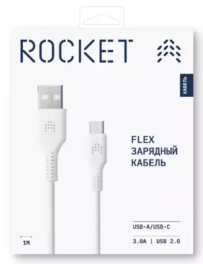 Кабель Rocket Flex USB-A/USB-C 1м White купить,0