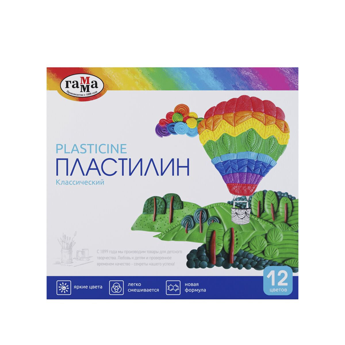 Пластилин Гамма  Классический   со стеком 12 цветов купить,NaN