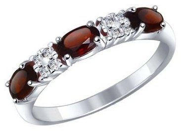 Кольцо SOKOLOV 92011281 размер 17 вес 1.95 г серебро, гранат, фианит купить,14385