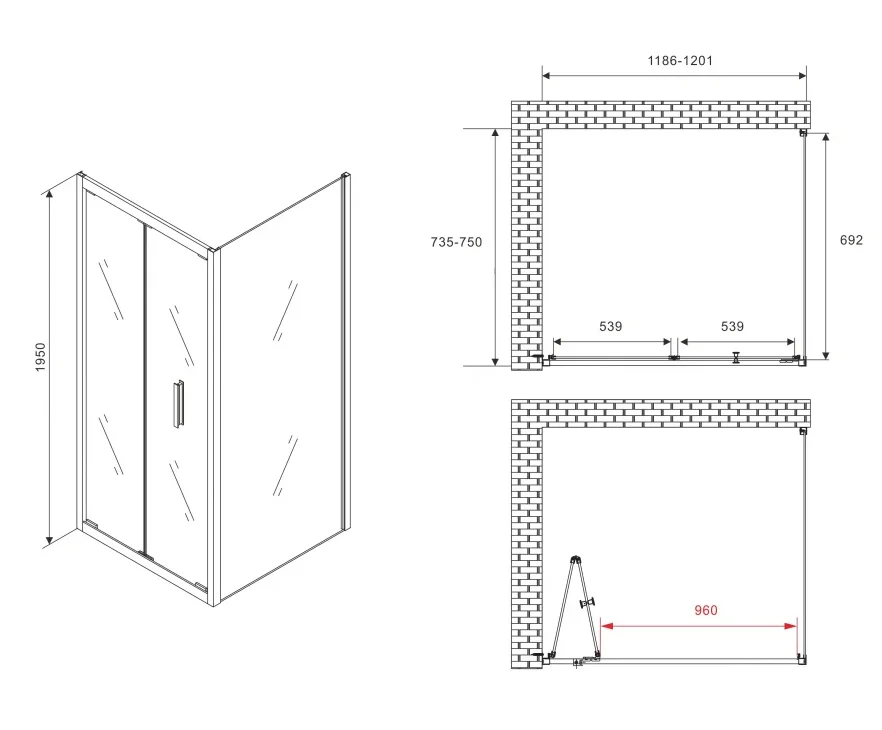 Душевой уголок Abber Sonnenstrand AG07120B-S75B 120х70х195см купить,NaN