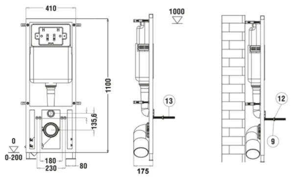 Инсталляция комплект WeltWasser MM41096 Marberg 410 + Merzbach 043 XL MT-BL + MAR 410 SE GL-WT бело-черный