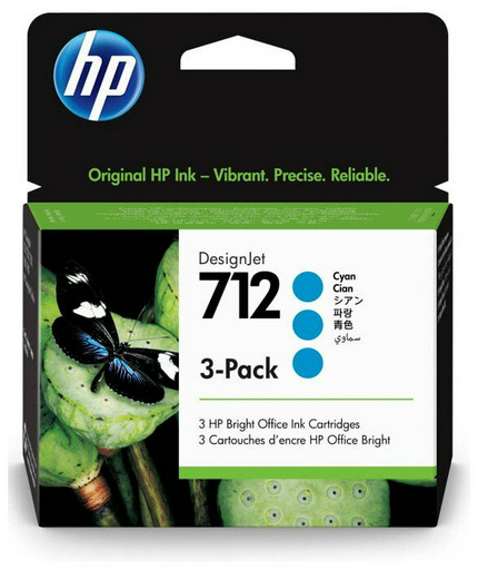 Картриджи HP DesignJet 3-Pack 3ED77A голубые
