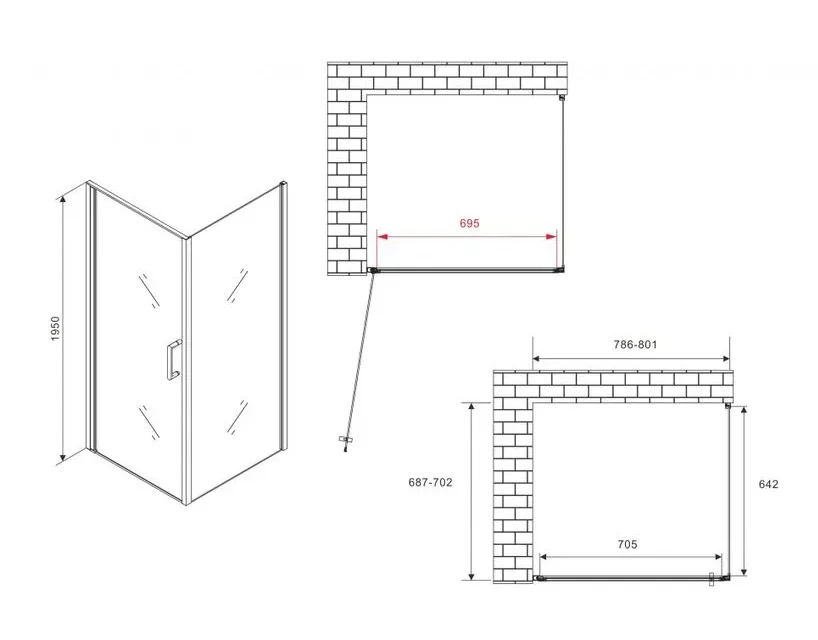Душевой угол Abber Sonnenstrand AG04080B-S70B 80х70х195см купить,405600