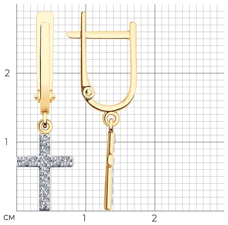 Серьги Diamant 51-121-02576-1 вес 1.93 г золото, фианит купить,137189