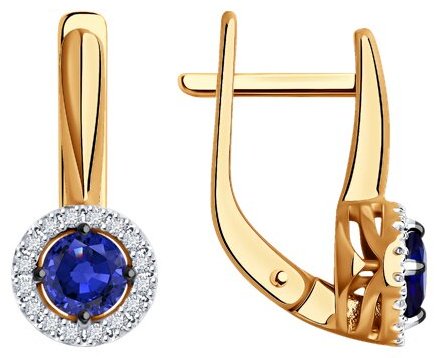 Серьги Diamant 51-220-01772-1 вес 2.63 г золото, сапфир купить,531749