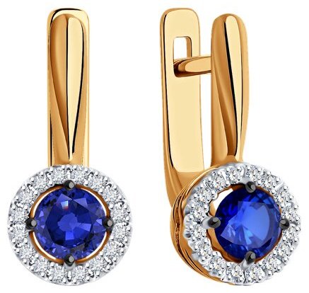 Серьги Diamant 51-220-01772-1 вес 2.63 г золото, сапфир купить,531749