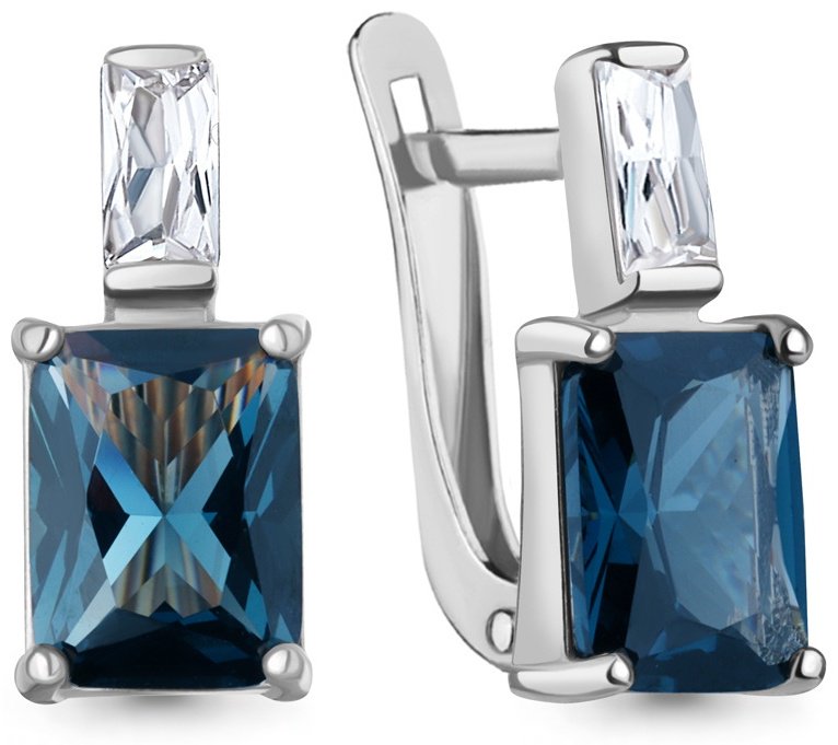 Серьги AQUAMARINE 40038393 вес 2.76 г серебро, нанотопаз купить,44118
