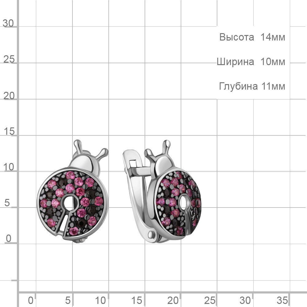 Серьги AQUAMARINE 400502ВЧ.5 вес 2.1 г серебро, корунд, нанокристалл купить,20084
