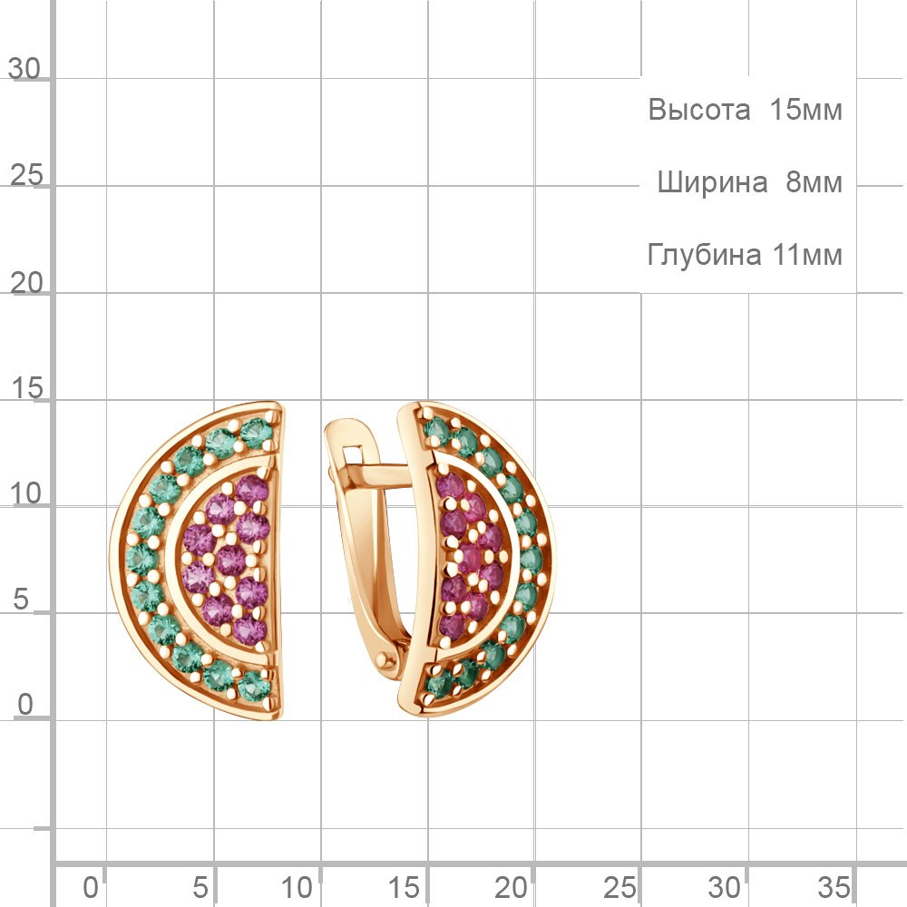 Серьги AQUAMARINE 400510ВГ вес 2.4 г серебро, корунд, наноизумруд купить,23408