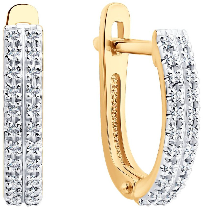 Серьги Diamant 51-220-02916-1 вес 1.65 г золото, бриллиант купить,290828