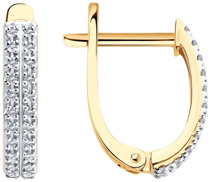 Серьги Diamant 51-220-02916-1 вес 1.65 г золото, бриллиант купить,290828