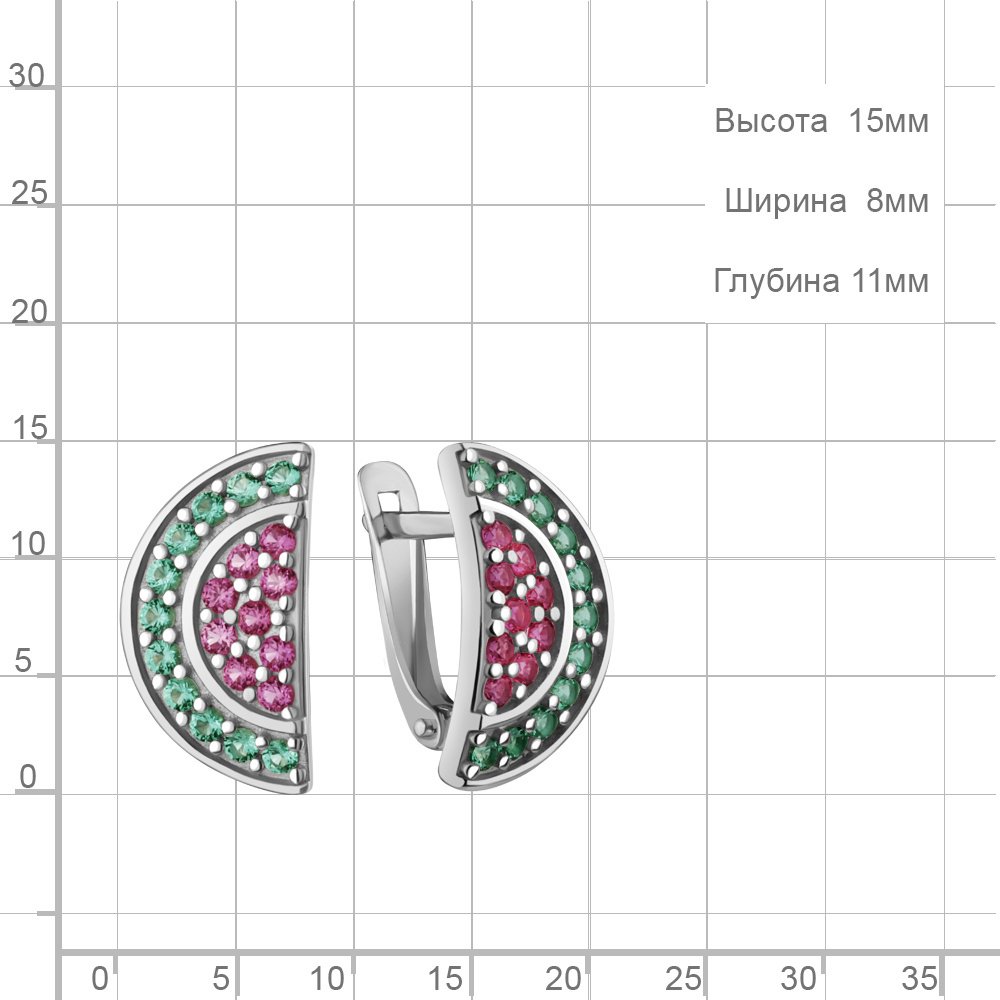 Серьги AQUAMARINE 400510ВГ.5 вес 2.4 г серебро, корунд, наноизумруд купить,23408