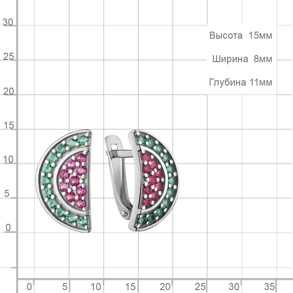 Серьги AQUAMARINE 400510ВГ.5 вес 2.4 г серебро, корунд, наноизумруд купить,23408