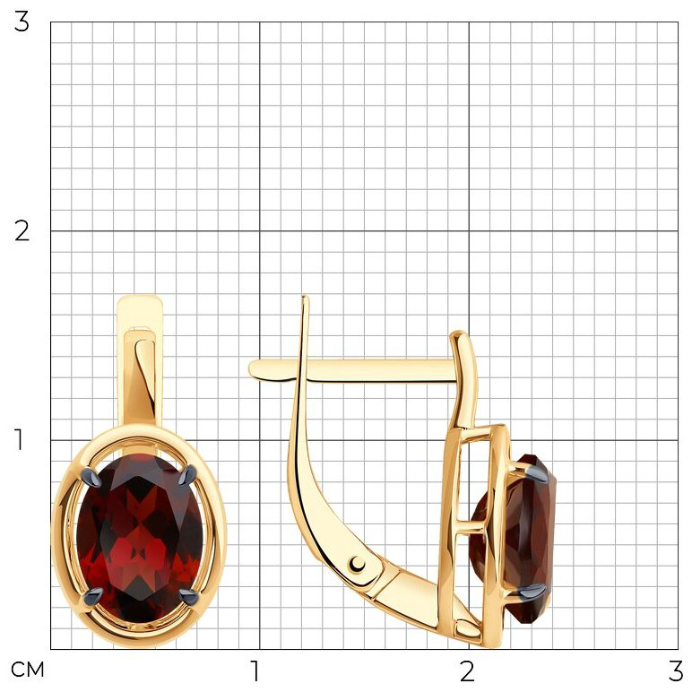 Серьги Diamant 51-320-01927-2 вес 2.77 г золото, гранат купить,307800