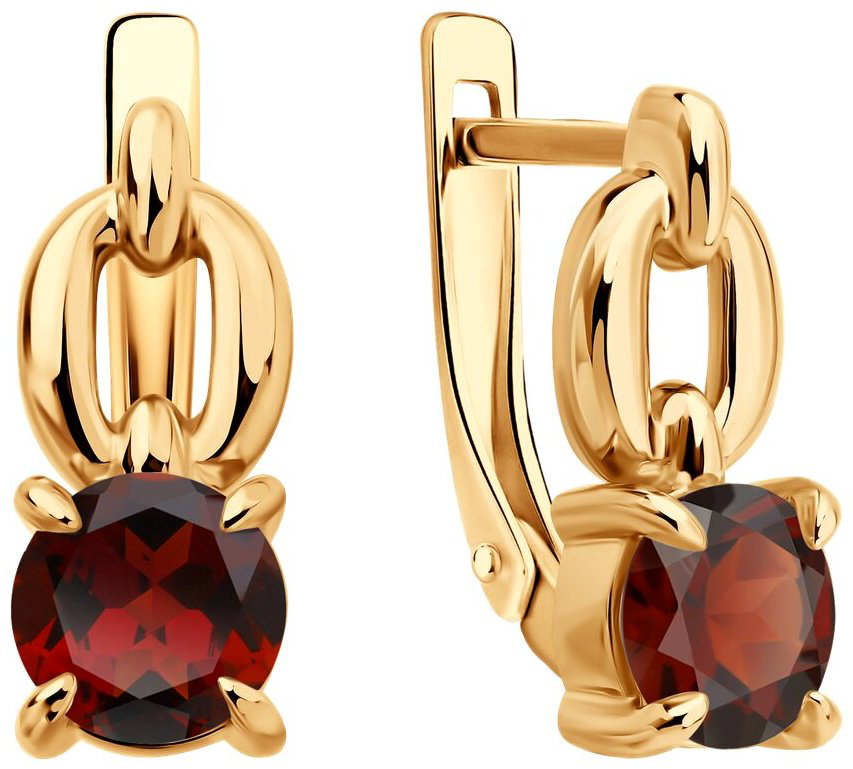 Серьги Diamant 51-320-02936-1 вес 3.42 г золото, гранат купить,348415