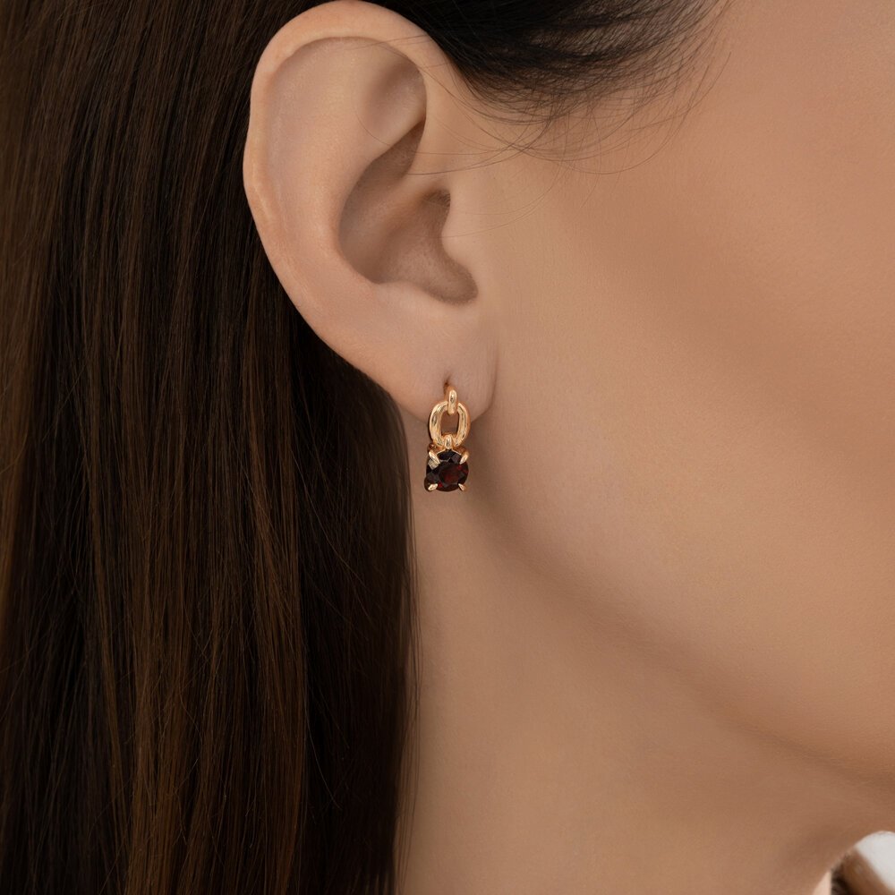 Серьги Diamant 51-320-02936-1 вес 3.42 г золото, гранат купить,348415