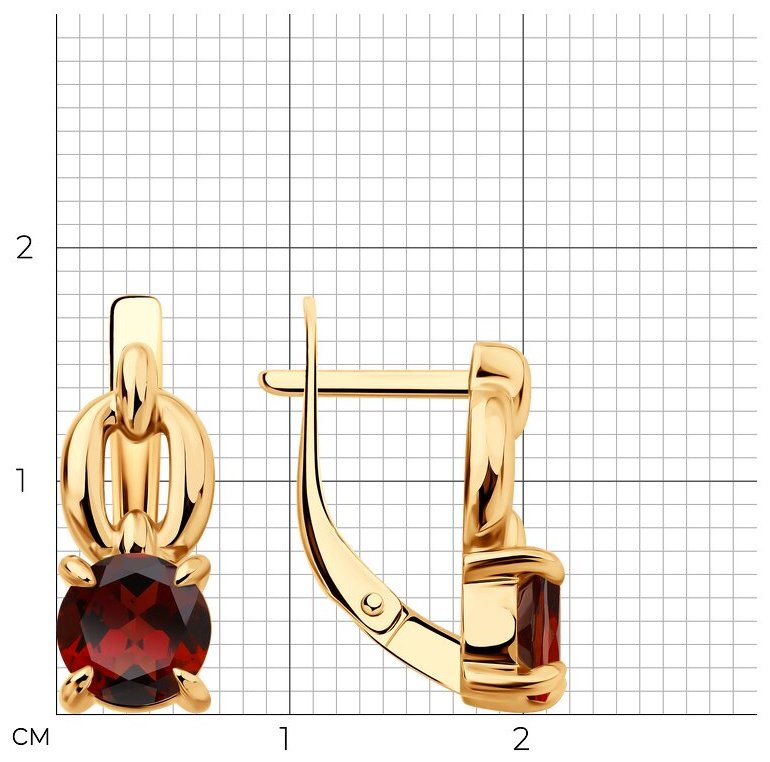 Серьги Diamant 51-320-02936-1 вес 3.42 г золото, гранат купить,348415