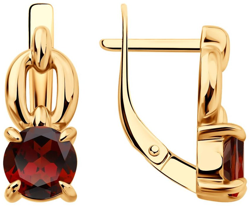 Серьги Diamant 51-320-02936-1 вес 3.42 г золото, гранат купить,348415