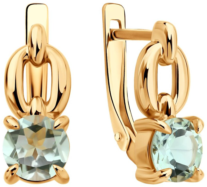 Серьги Diamant 51-320-02936-3 вес 3.36 г золото, празиолит купить,299182