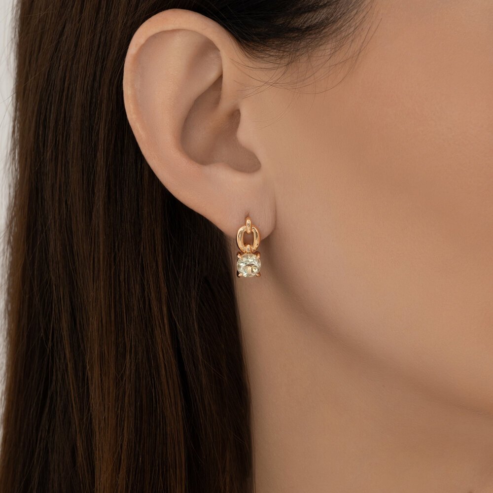 Серьги Diamant 51-320-02936-3 вес 3.36 г золото, празиолит купить,299182