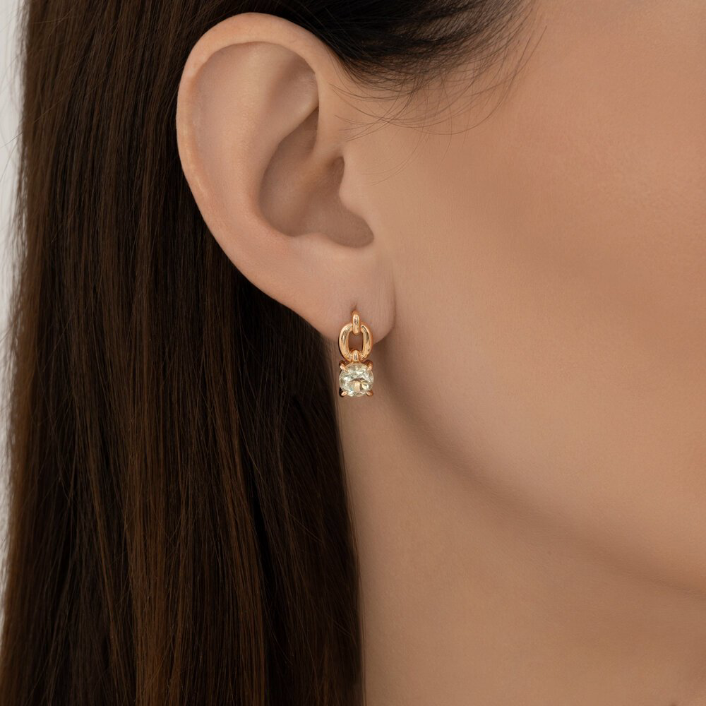 Серьги Diamant 51-320-02936-3 вес 3.36 г золото, празиолит купить,299182