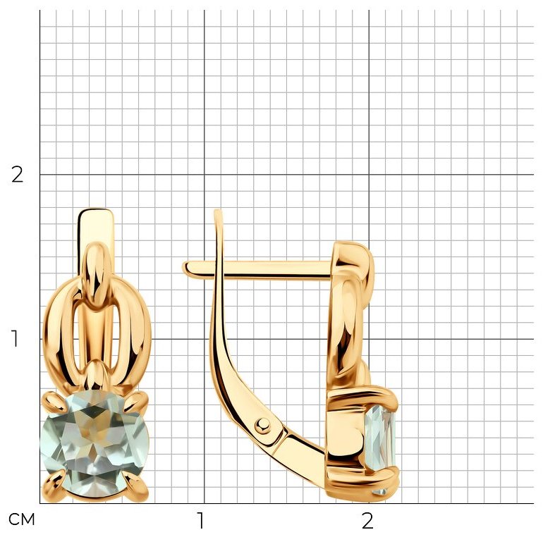 Серьги Diamant 51-320-02936-3 вес 3.36 г золото, празиолит купить,299182