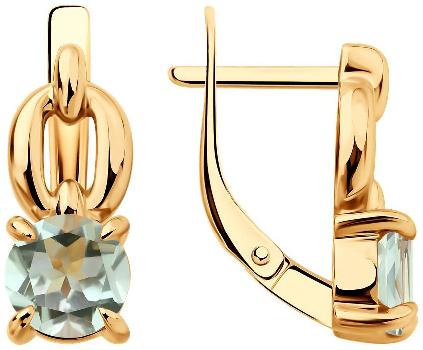 Серьги Diamant 51-320-02936-3 вес 3.36 г золото, празиолит купить,299182