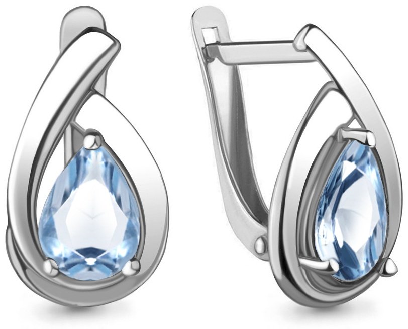 Серьги AQUAMARINE 4241205 вес 2.7 г серебро, топаз купить,48911