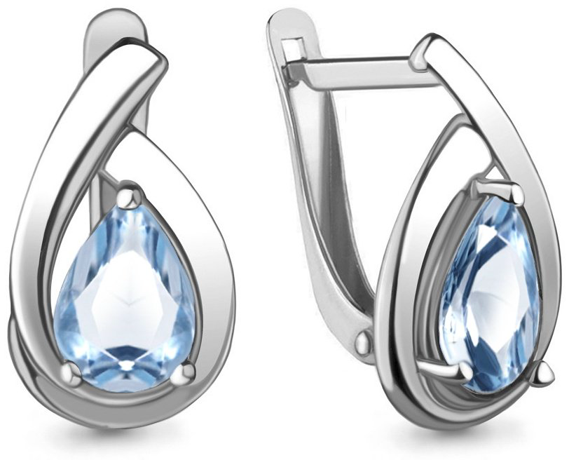 Серьги AQUAMARINE 4241205 вес 2.7 г серебро, топаз купить,48911
