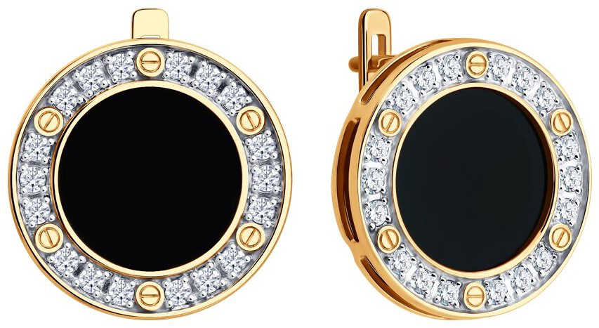 Серьги Diamant 51-320-02989-1 вес 7.24 г золото, агат купить,549859