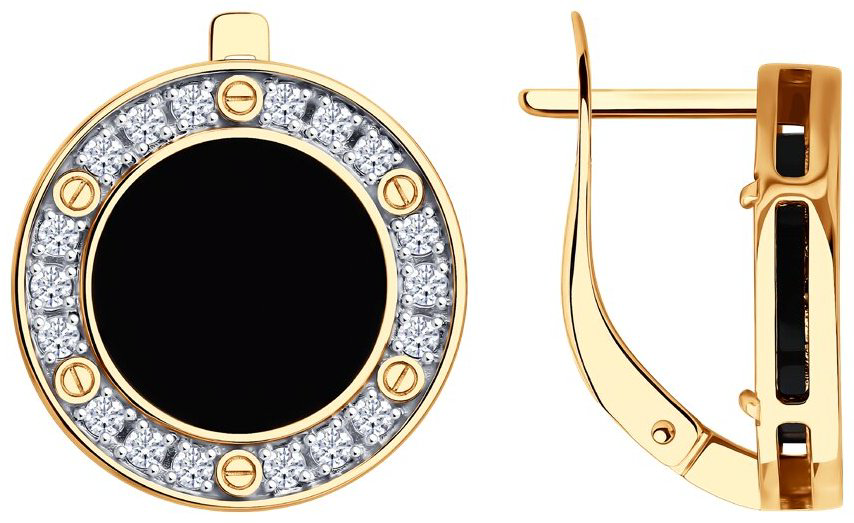 Серьги Diamant 51-320-02989-1 вес 7.24 г золото, агат купить,549859