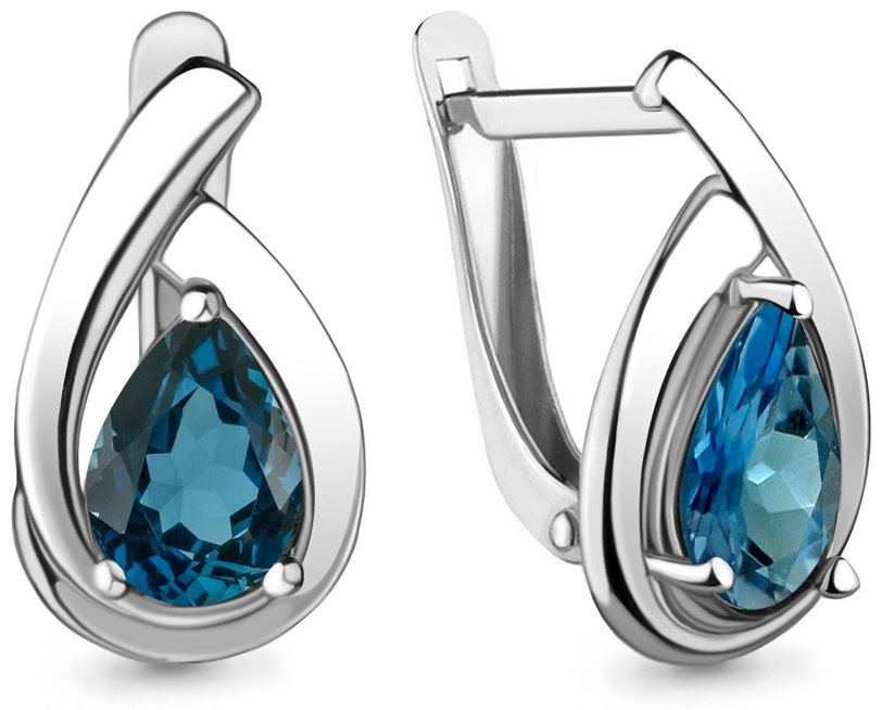 Серьги AQUAMARINE 4241208 вес 2.66 г серебро, топаз купить,42938