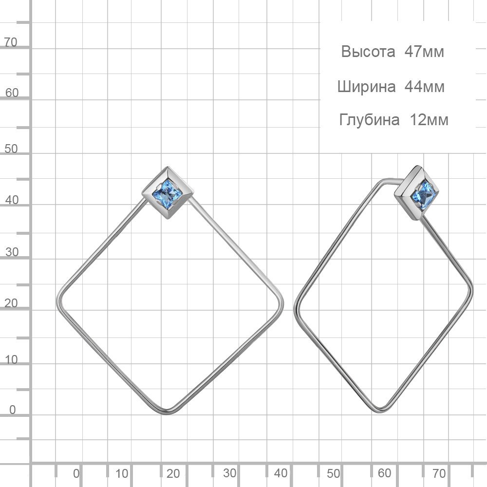 Серьги AQUAMARINE 4329805.5 вес 5.6 г серебро, топаз купить,63023