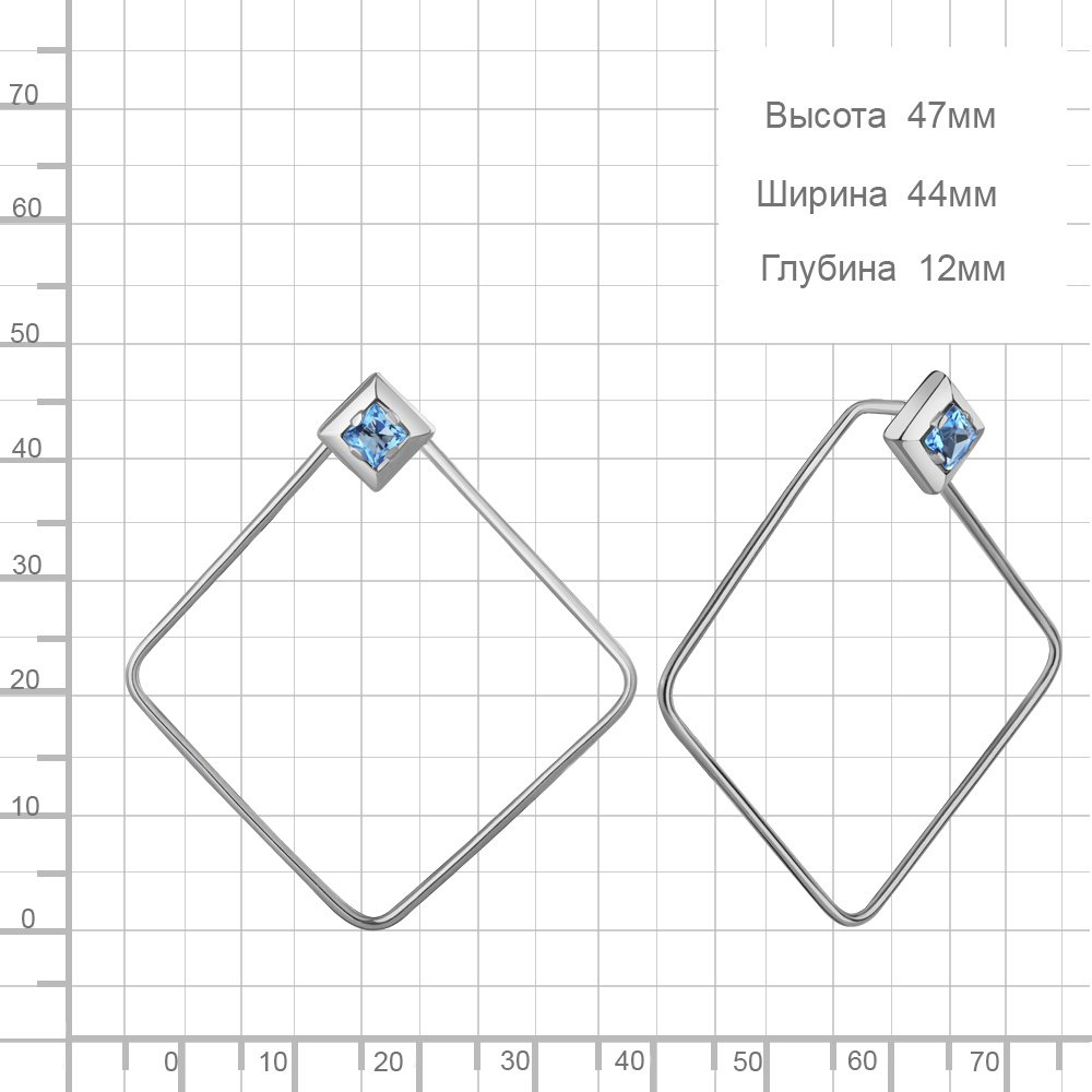 Серьги AQUAMARINE 4329805.5 вес 5.6 г серебро, топаз купить,63023